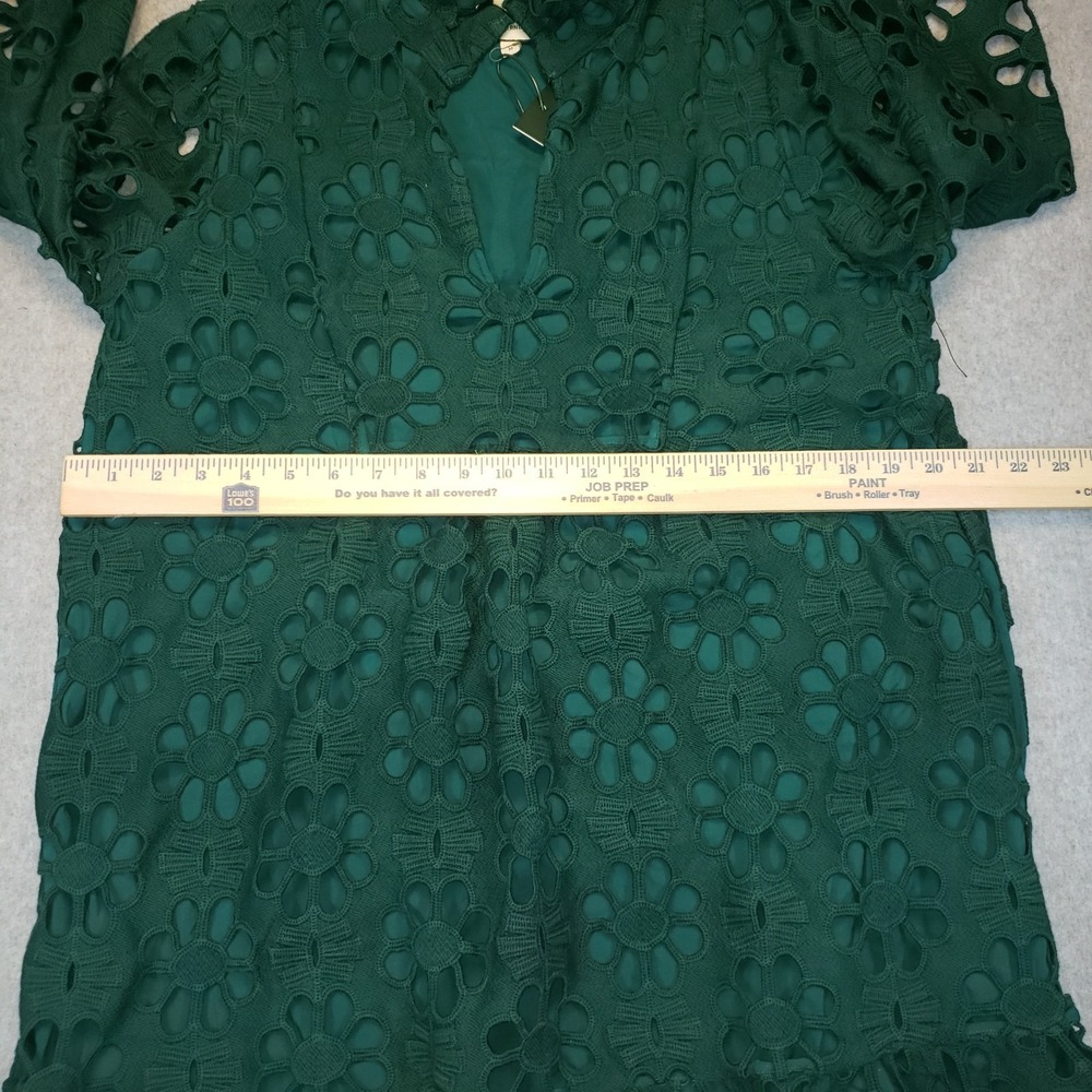 TUCKERNUCK Green Lace Palmerston Dress Size M Eyelet Ruffle Collar NWT - Picture 9 of 16